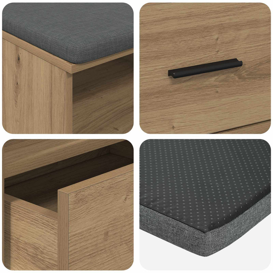 Halbank met kussen met lade Artisan Eiken 100 x 38 x 46 cm