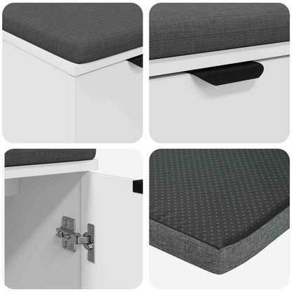 Halbank met kussen met opslag met de deur Wit 60 x 38 x 46 cm