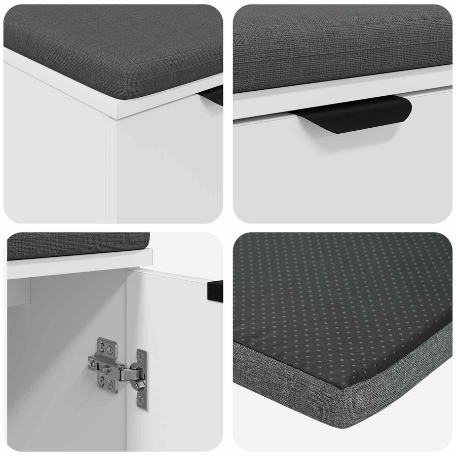 Halbank met kussen met opslag met de deur Wit 60 x 38 x 46 cm