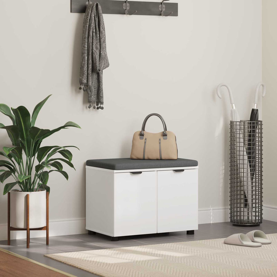 Halbank met kussen met opslag met de deur Wit 60 x 38 x 46 cm
