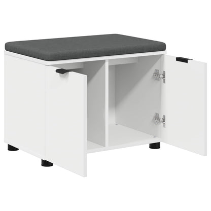 Halbank met kussen met opslag met de deur Wit 60 x 38 x 46 cm