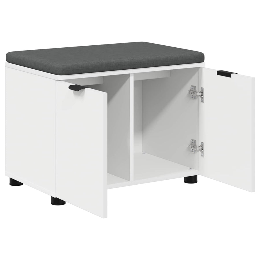 Halbank met kussen met opslag met de deur Wit 60 x 38 x 46 cm