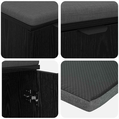 Halbank met kussen met opslag Zwart Eiken 60 x 38 x 46 cm
