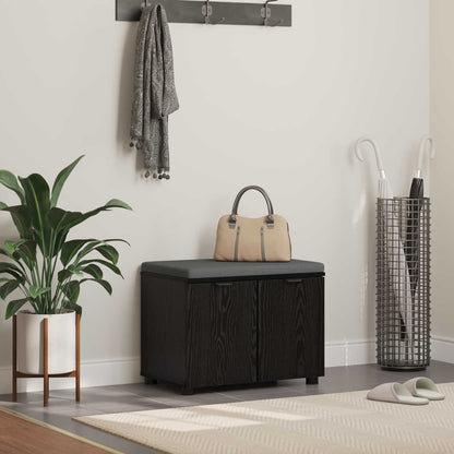 Halbank met kussen met opslag Zwart Eiken 60 x 38 x 46 cm