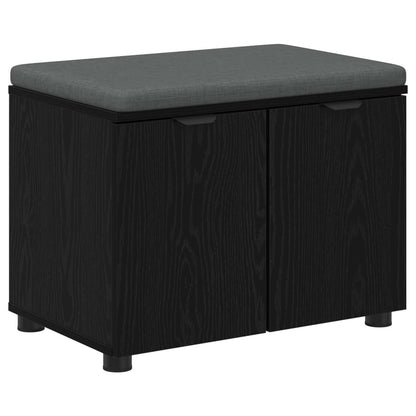 Halbank met kussen met opslag Zwart Eiken 60 x 38 x 46 cm