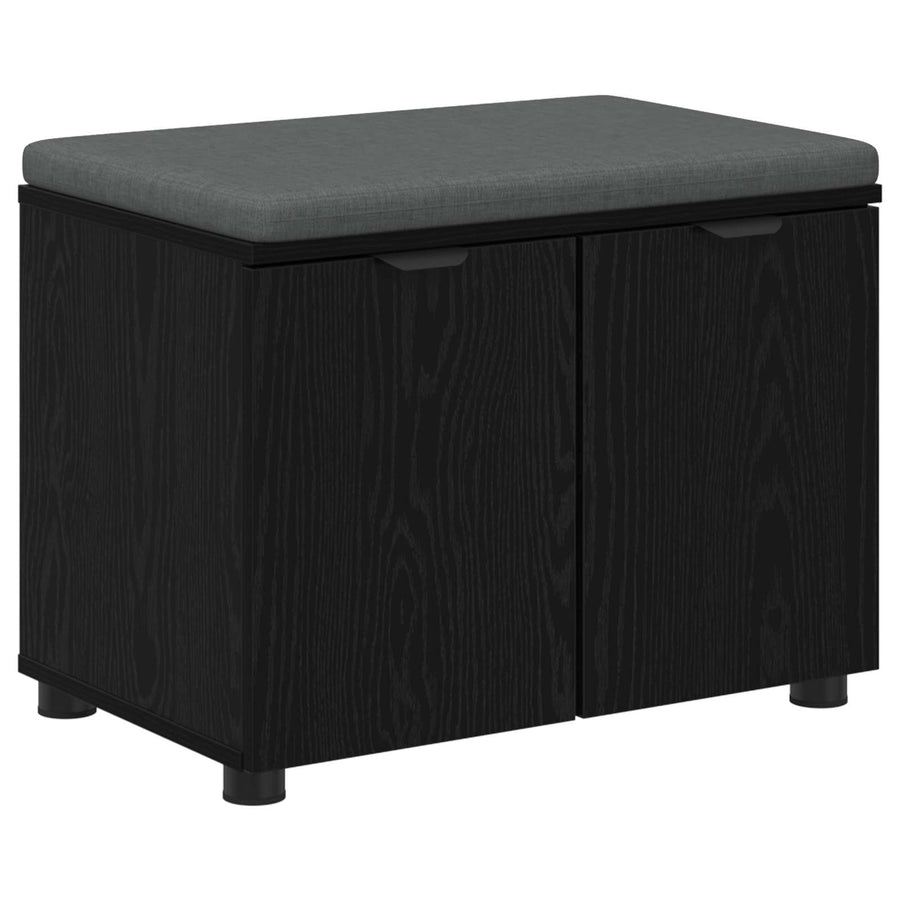 Halbank met kussen met opslag Zwart Eiken 60 x 38 x 46 cm