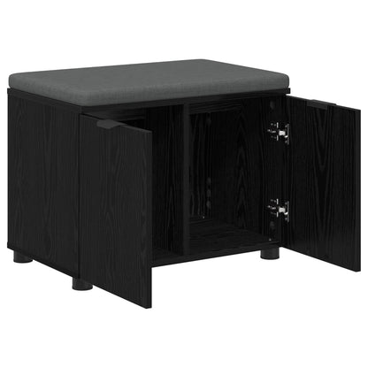 Halbank met kussen met opslag Zwart Eiken 60 x 38 x 46 cm