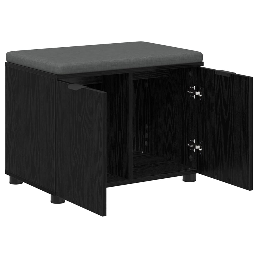 Halbank met kussen met opslag Zwart Eiken 60 x 38 x 46 cm