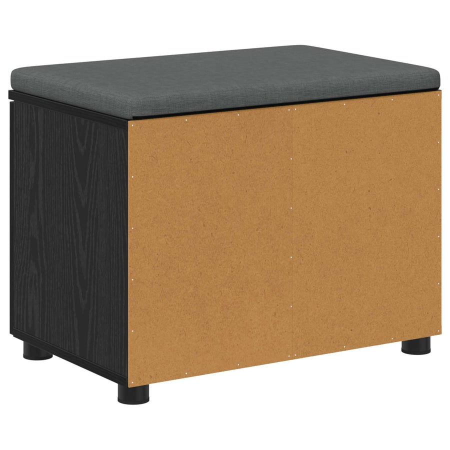 Halbank met kussen met opslag Zwart Eiken 60 x 38 x 46 cm
