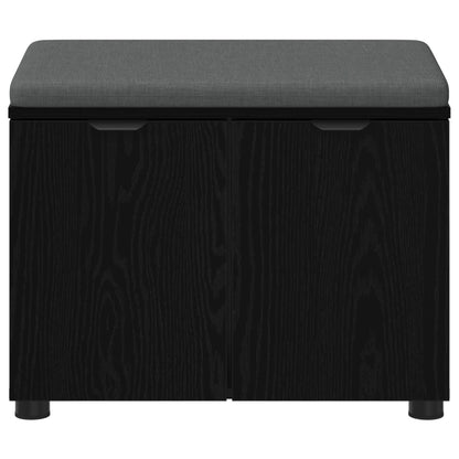 Halbank met kussen met opslag Zwart Eiken 60 x 38 x 46 cm