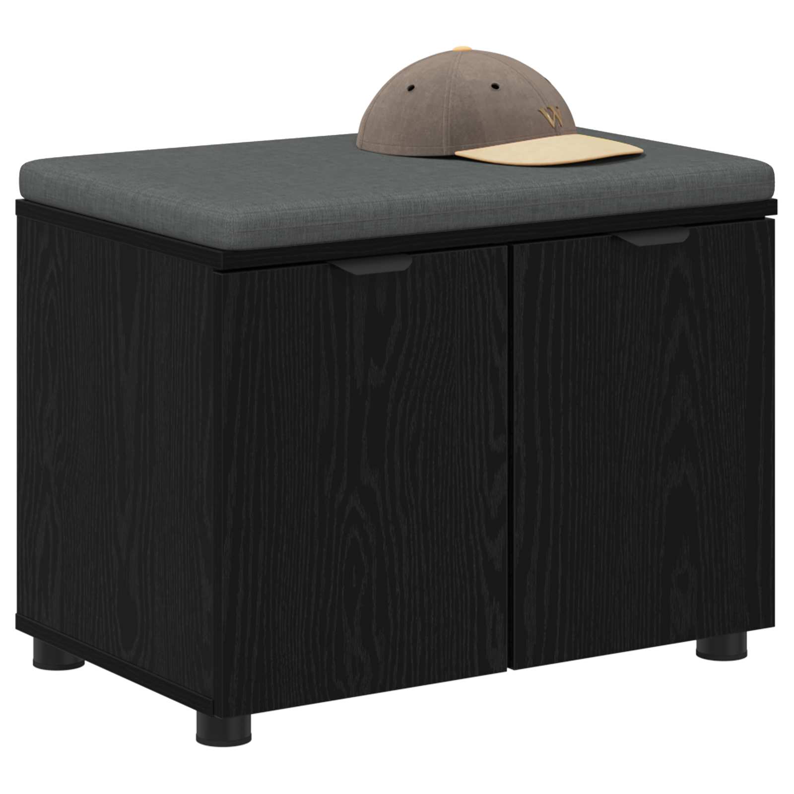 Halbank met kussen met opslag Zwart Eiken 60 x 38 x 46 cm