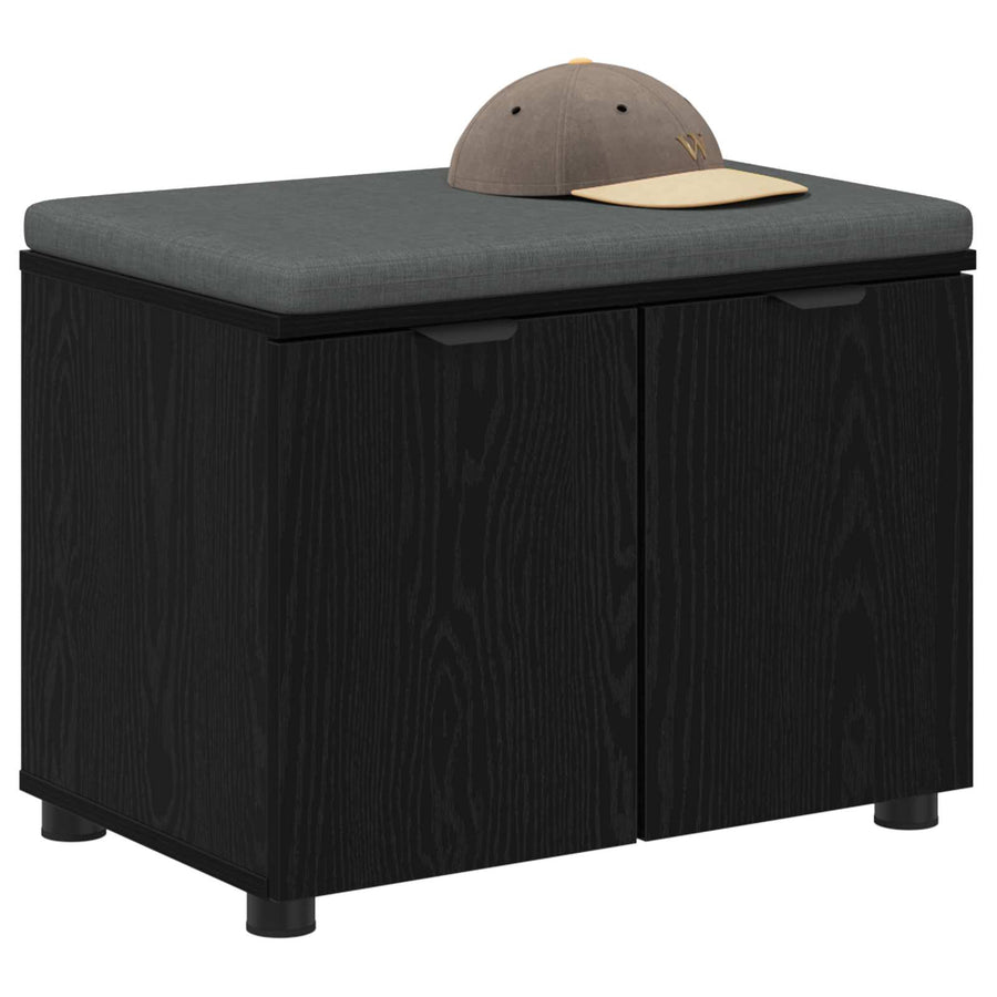 Halbank met kussen met opslag Zwart Eiken 60 x 38 x 46 cm