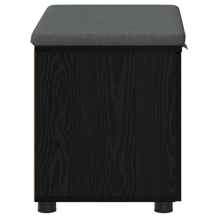Halbank met kussen met opslag Zwart Eiken 60 x 38 x 46 cm