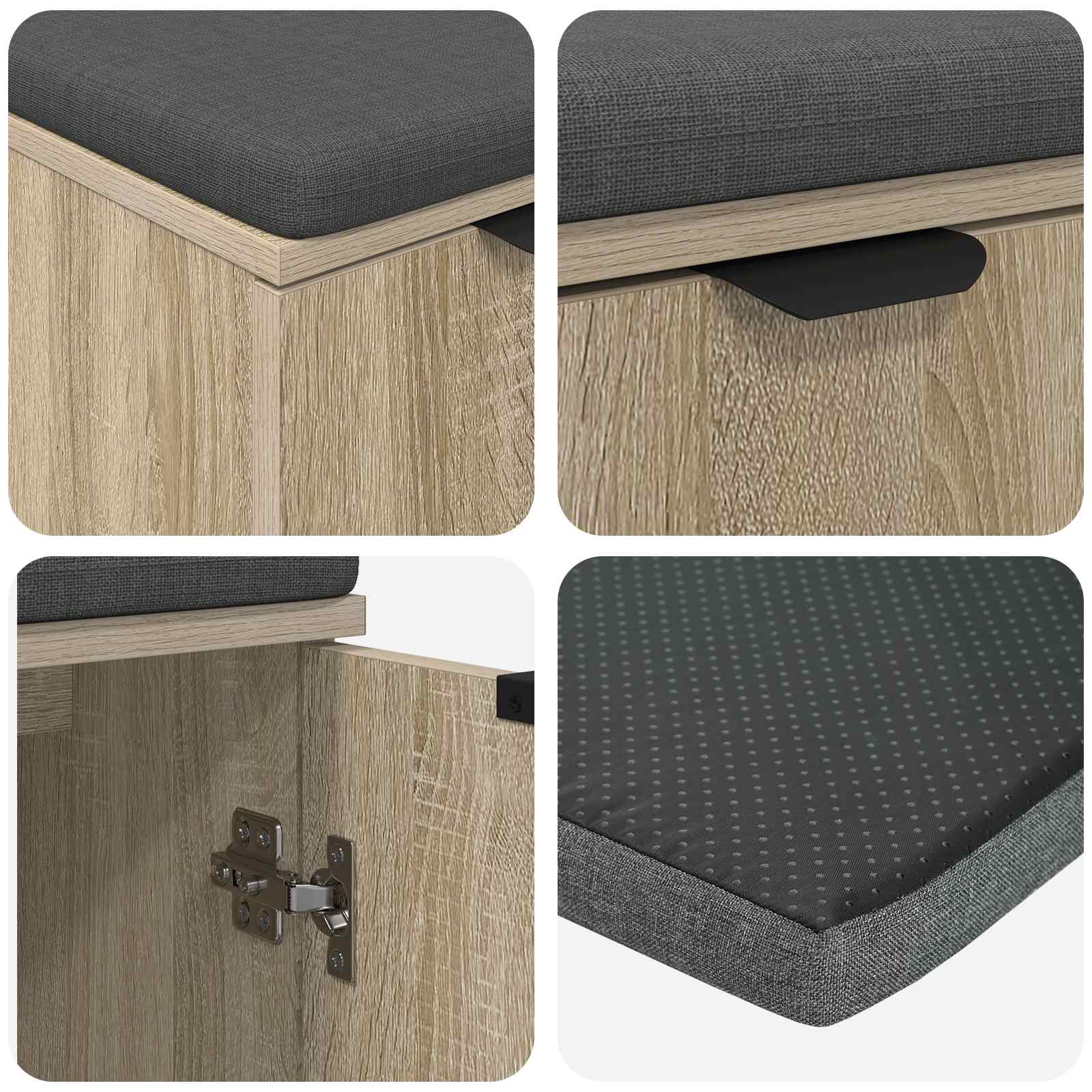 Halbank met kussen met plank Sonoma Eiken 60 x 38 x 46 cm