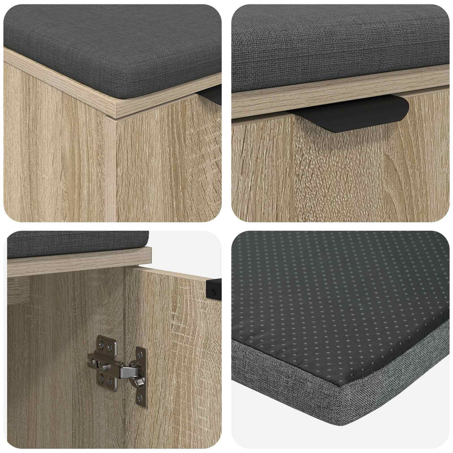 Halbank met kussen met plank Sonoma Eiken 60 x 38 x 46 cm