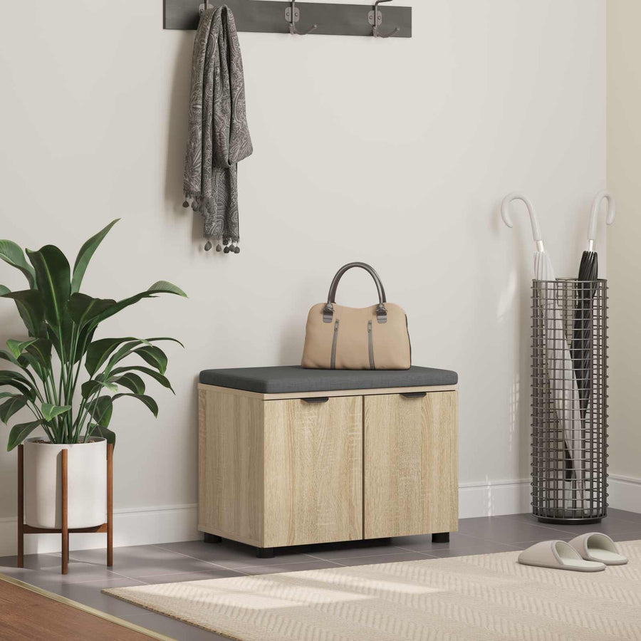 Halbank met kussen met plank Sonoma Eiken 60 x 38 x 46 cm
