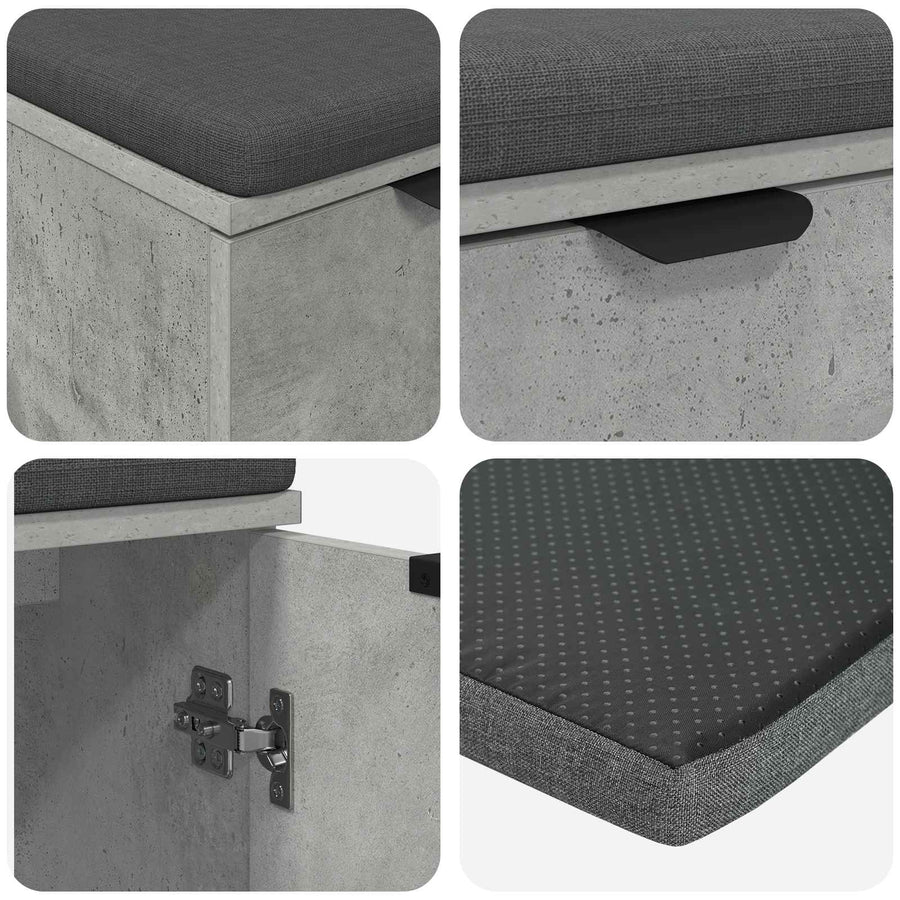 Halbank met kussen met opslag Beton Grijs 60 x 38 x 46 cm