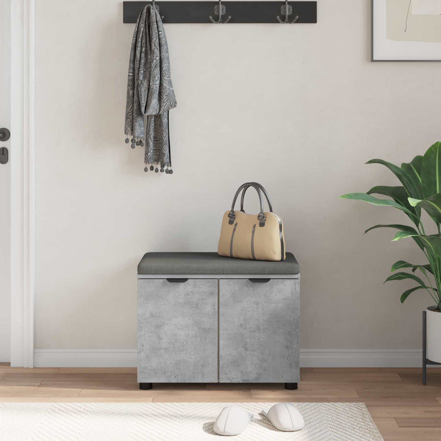 Halbank met kussen met opslag Beton Grijs 60 x 38 x 46 cm