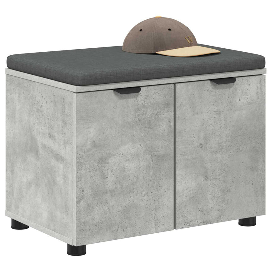 Halbank met kussen met opslag Beton Grijs 60 x 38 x 46 cm