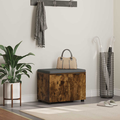 Halbank met kussen met opslag Gerookt eiken 60 x 38 x 46 cm
