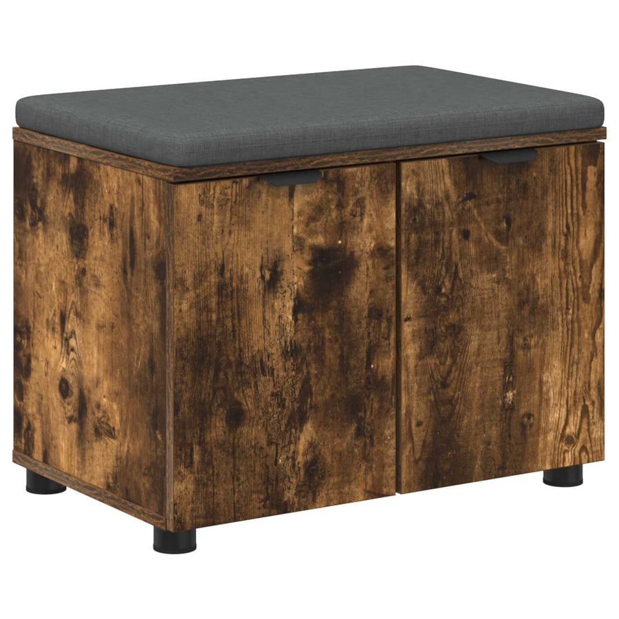 Halbank met kussen met opslag Gerookt eiken 60 x 38 x 46 cm