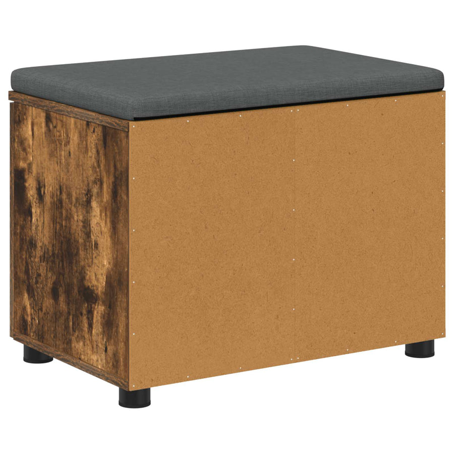 Halbank met kussen met opslag Gerookt eiken 60 x 38 x 46 cm