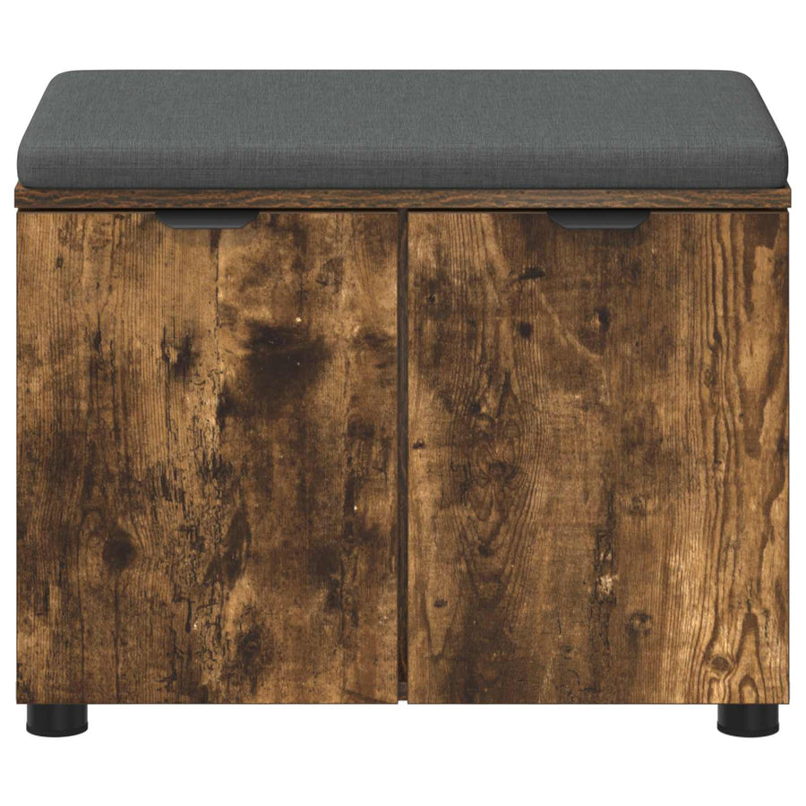 Halbank met kussen met opslag Gerookt eiken 60 x 38 x 46 cm
