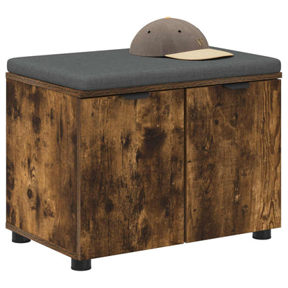 Halbank met kussen met opslag Gerookt eiken 60 x 38 x 46 cm