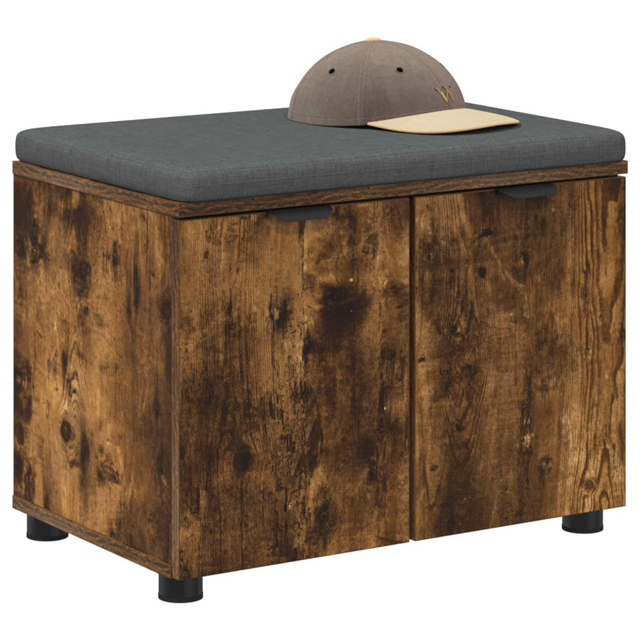 Halbank met kussen met opslag Gerookt eiken 60 x 38 x 46 cm