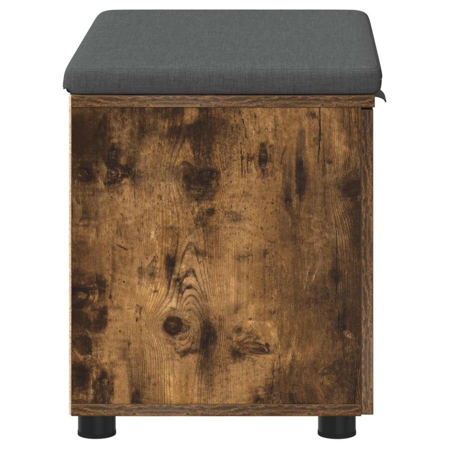 Halbank met kussen met opslag Gerookt eiken 60 x 38 x 46 cm