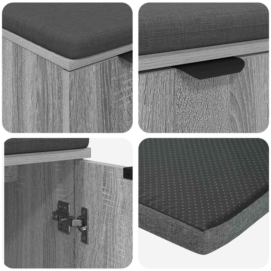 Halbank met kussen met opslag Grijs Sonoma 60 x 38 x 46 cm