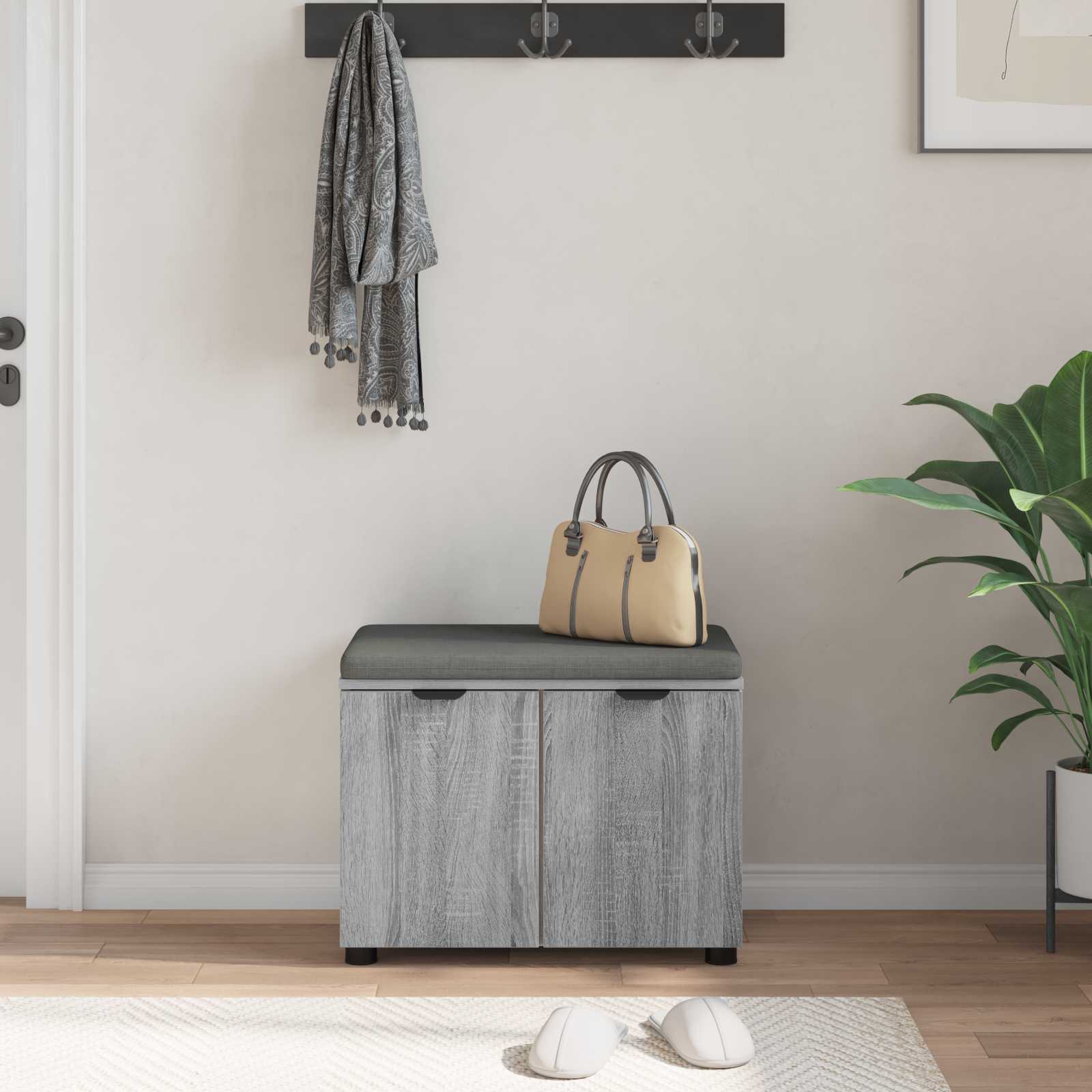 Halbank met kussen met opslag Grijs Sonoma 60 x 38 x 46 cm
