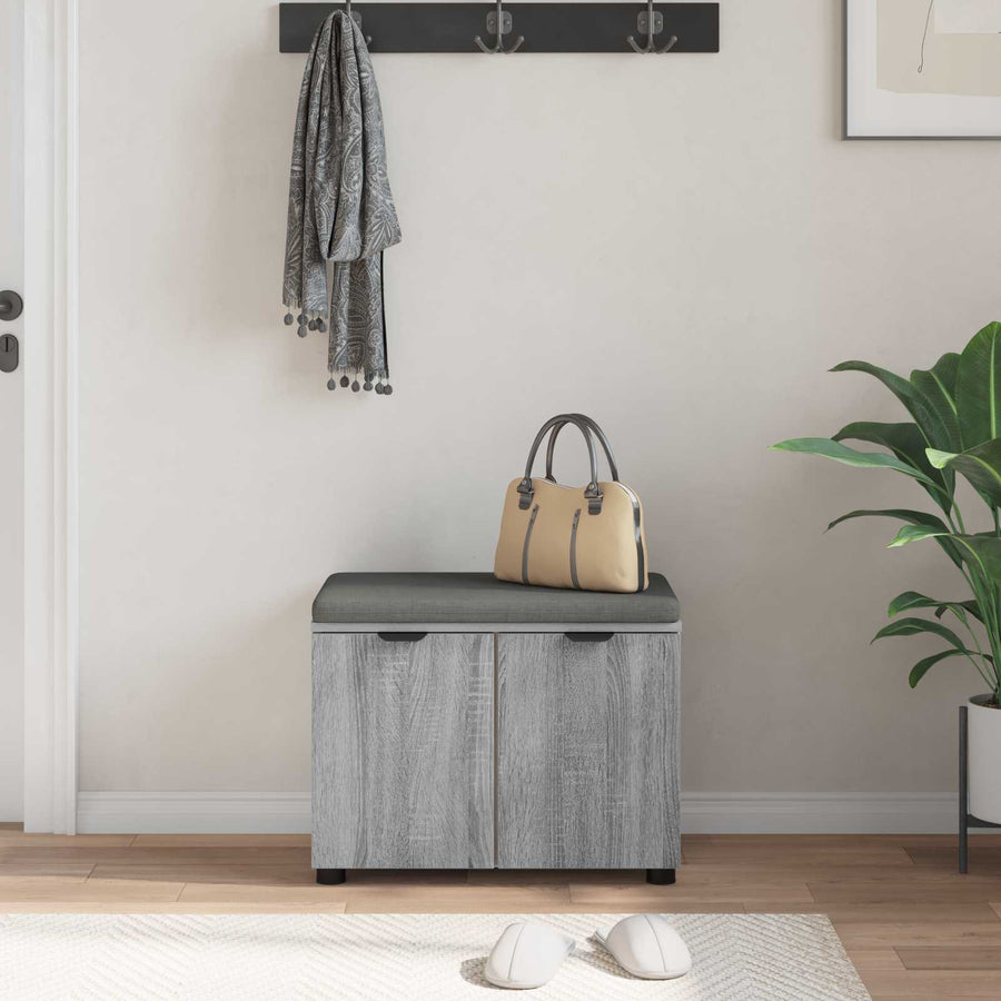 Halbank met kussen met opslag Grijs Sonoma 60 x 38 x 46 cm