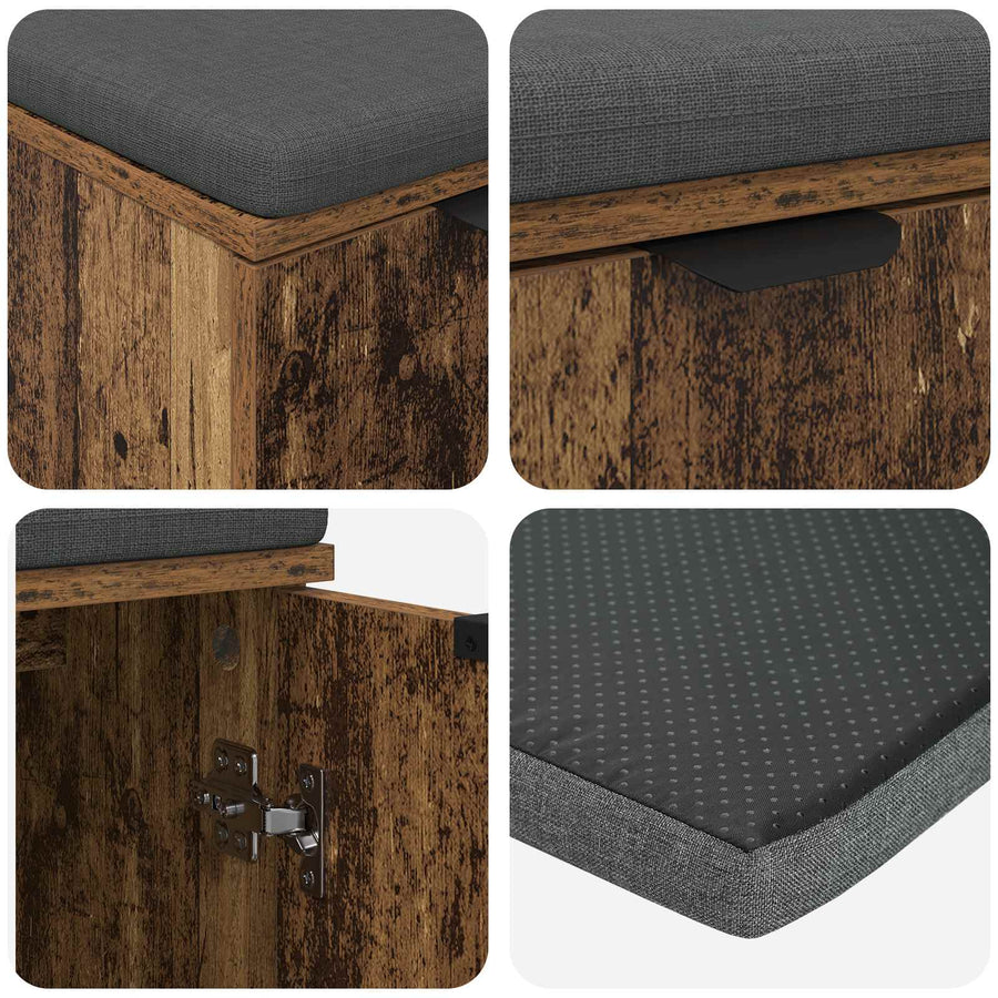 Halbank met kussen met opslag Oudhout 60 x 38 x 46 cm