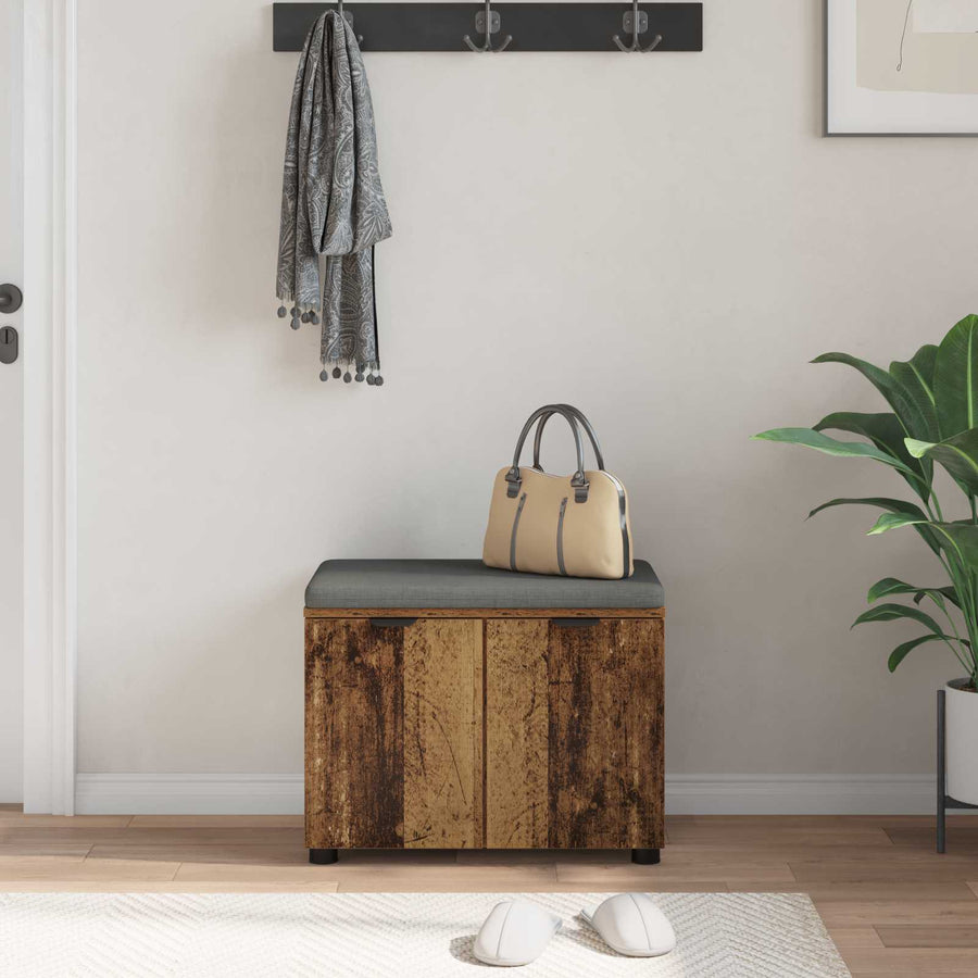 Halbank met kussen met opslag Oudhout 60 x 38 x 46 cm