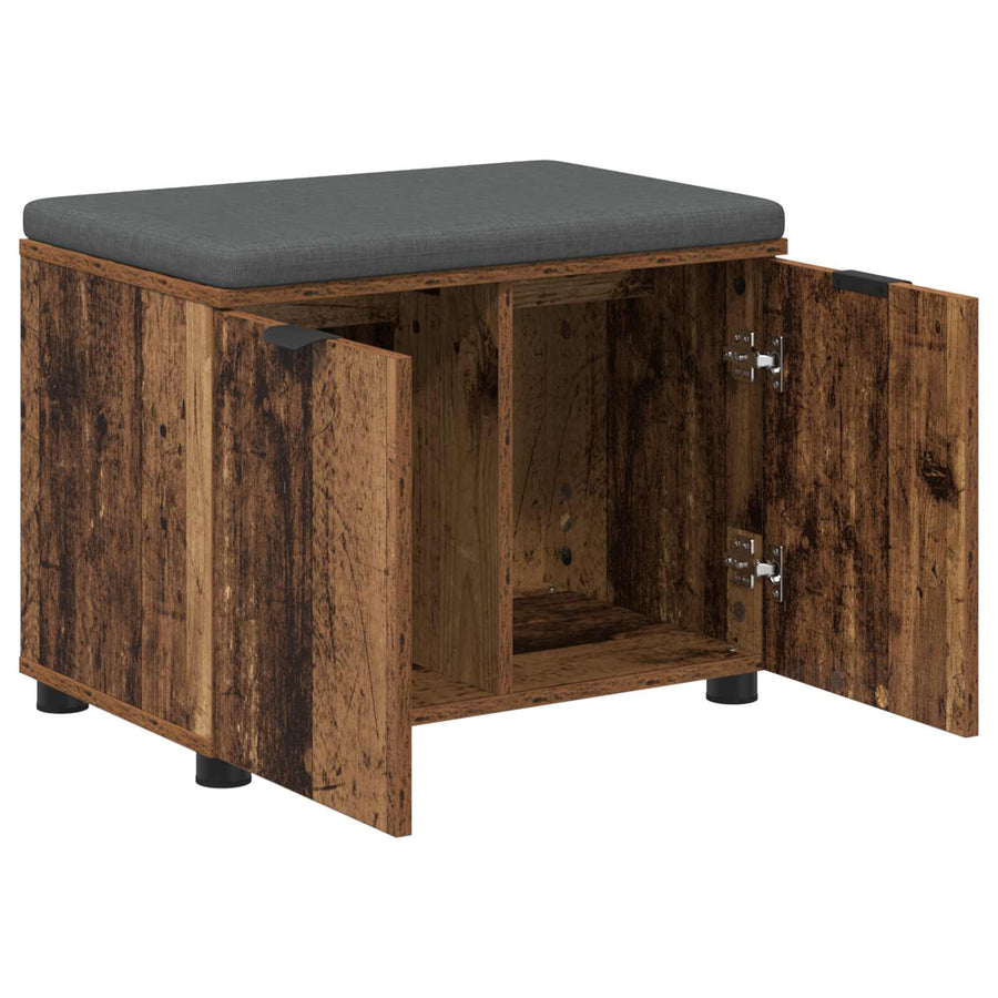 Halbank met kussen met opslag Oudhout 60 x 38 x 46 cm