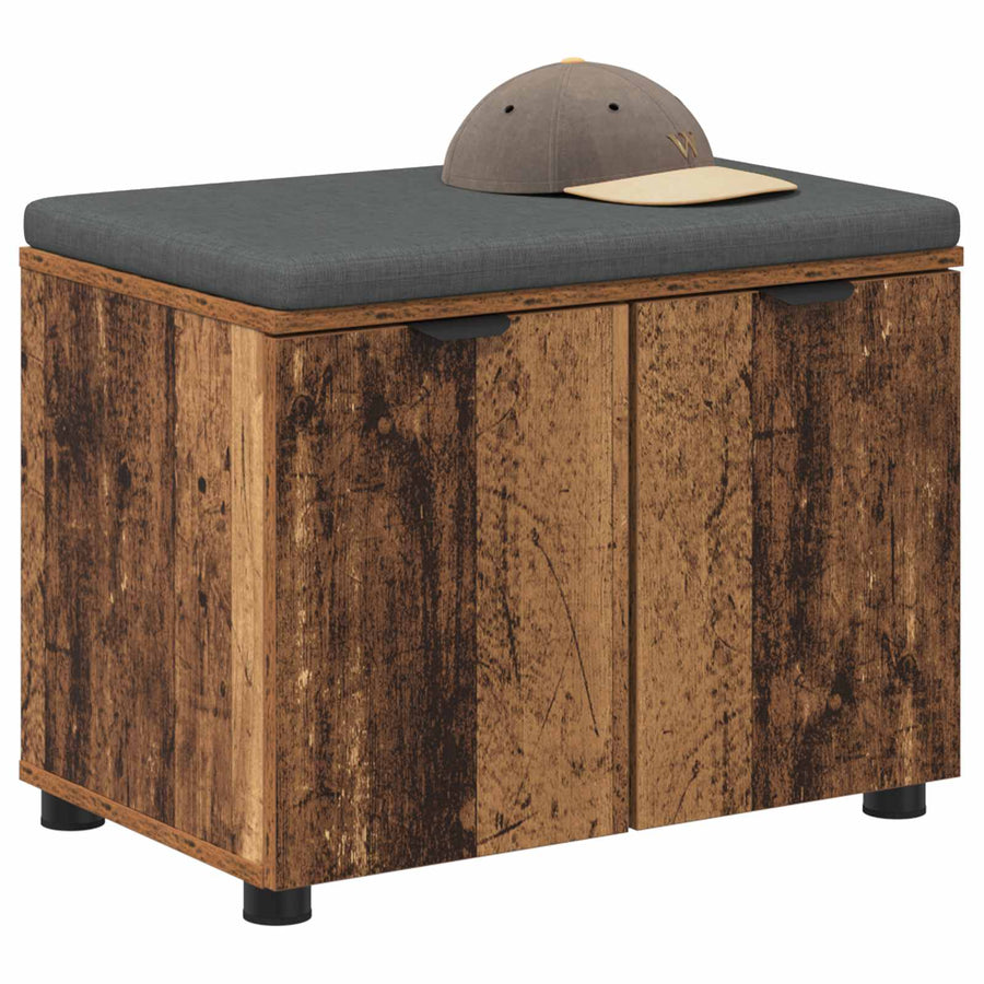 Halbank met kussen met opslag Oudhout 60 x 38 x 46 cm
