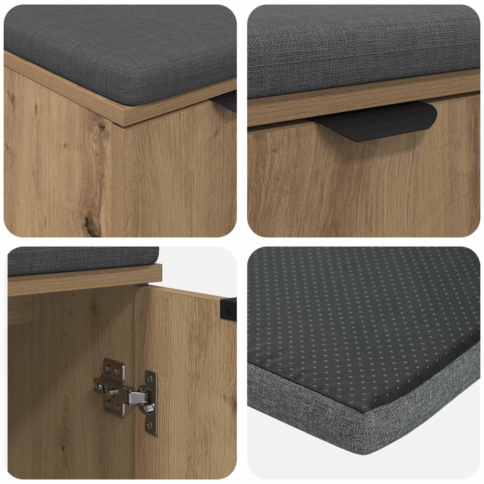 Halbank met kussen met opslag Artisan Eiken 60 x 38 x 46 cm