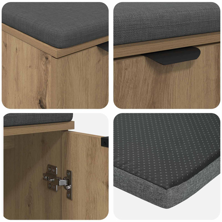 Halbank met kussen met opslag Artisan Eiken 60 x 38 x 46 cm