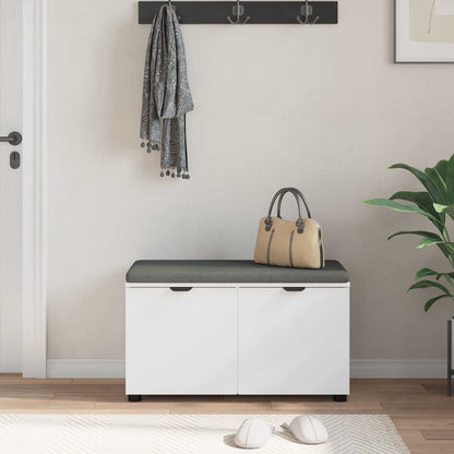 Halbank met kussen met opslag met de deur Wit 80 x 38 x 46 cm