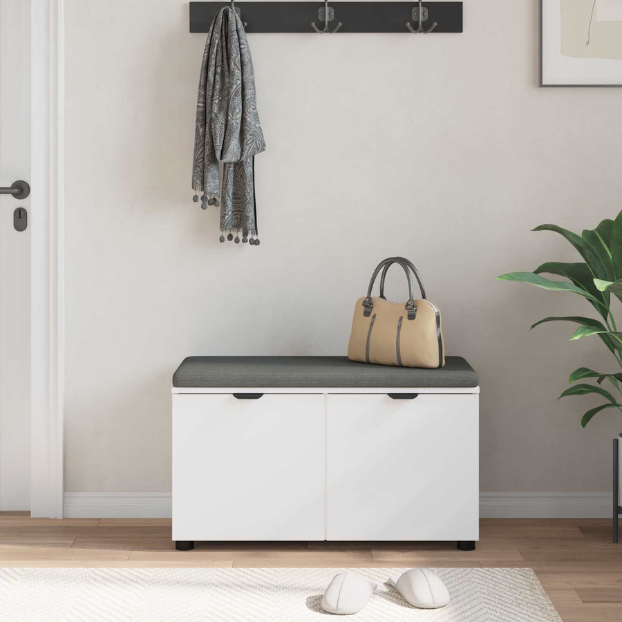 Halbank met kussen met opslag met de deur Wit 80 x 38 x 46 cm