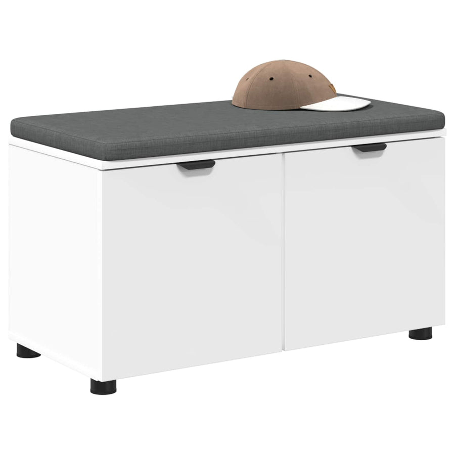 Halbank met kussen met opslag met de deur Wit 80 x 38 x 46 cm