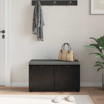 Halbank met kussen met opslag Zwart Eiken 80 x 38 x 46 cm