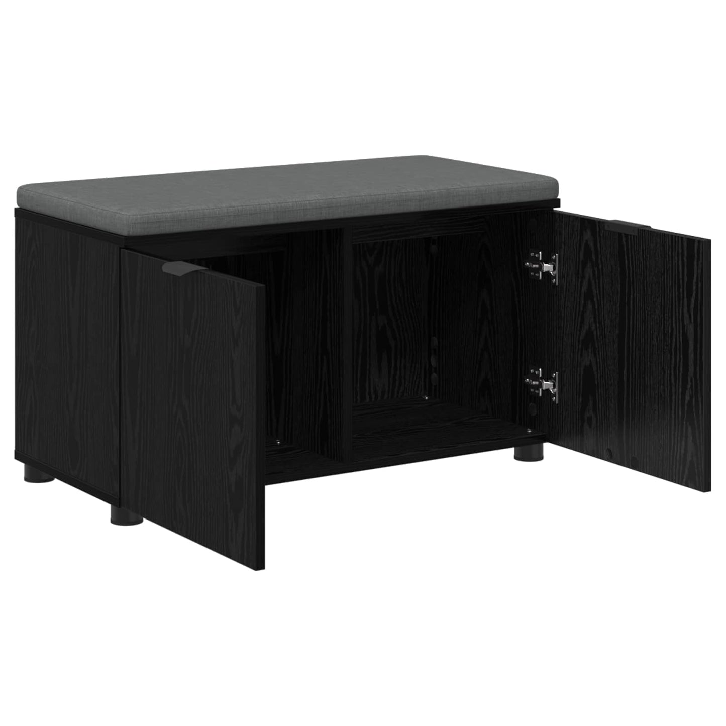 Halbank met kussen met opslag Zwart Eiken 80 x 38 x 46 cm