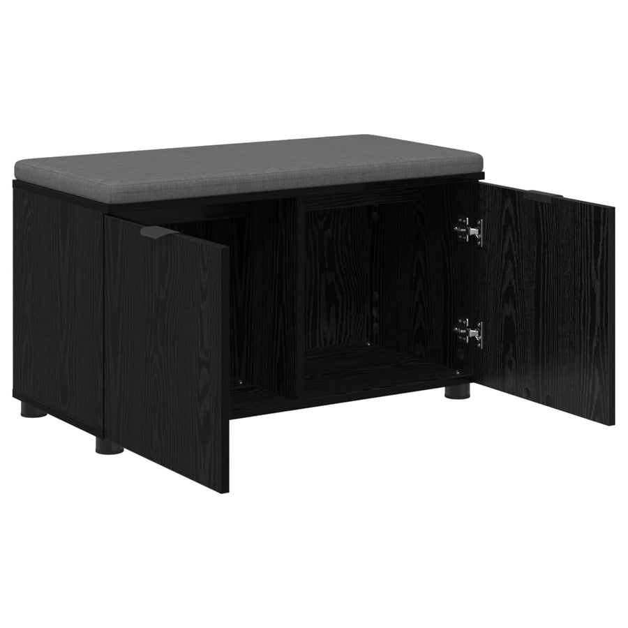 Halbank met kussen met opslag Zwart Eiken 80 x 38 x 46 cm