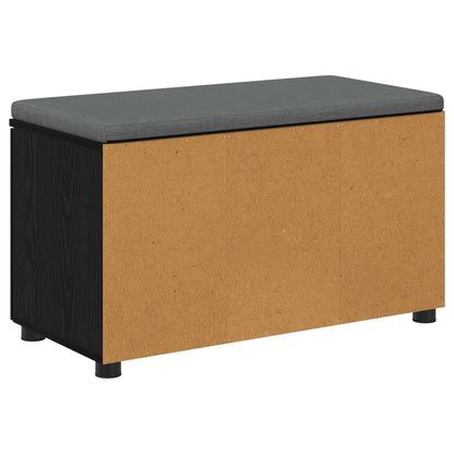 Halbank met kussen met opslag Zwart Eiken 80 x 38 x 46 cm