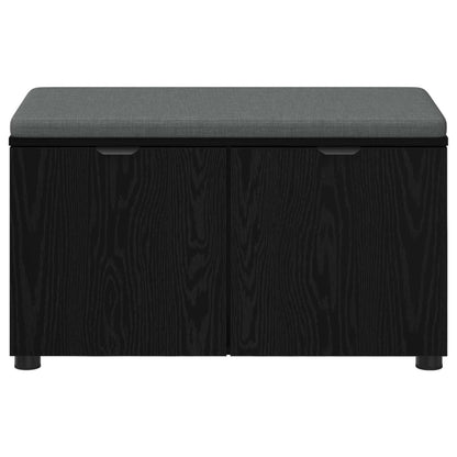 Halbank met kussen met opslag Zwart Eiken 80 x 38 x 46 cm