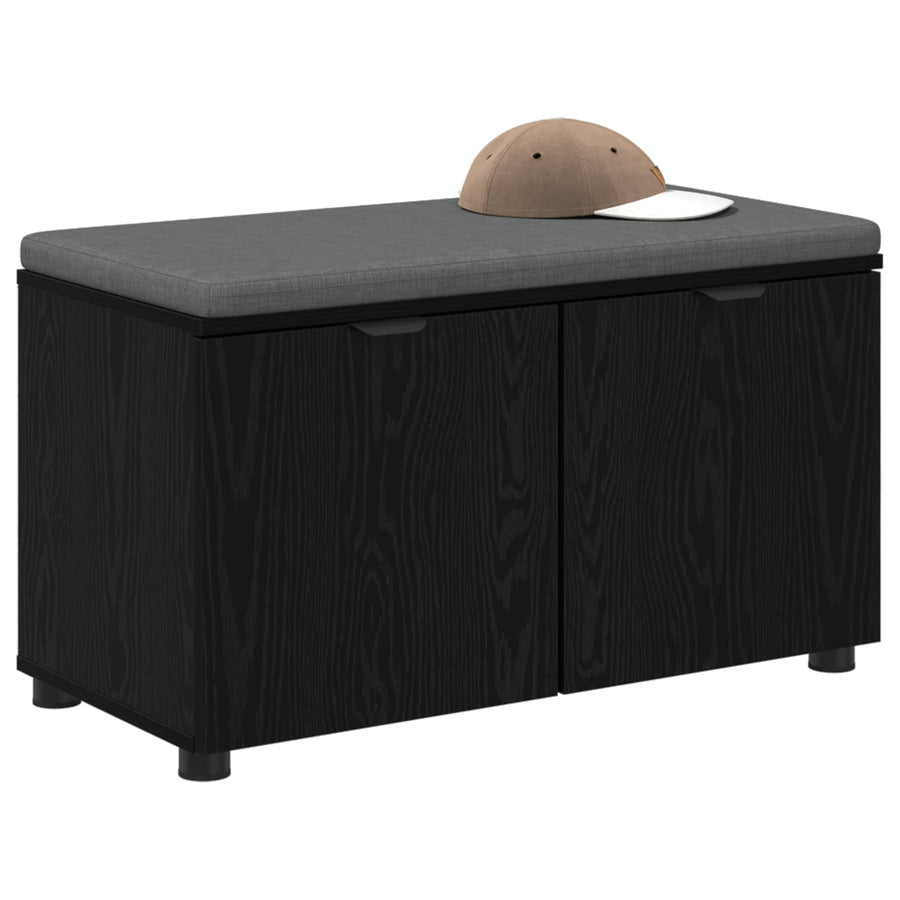 Halbank met kussen met opslag Zwart Eiken 80 x 38 x 46 cm