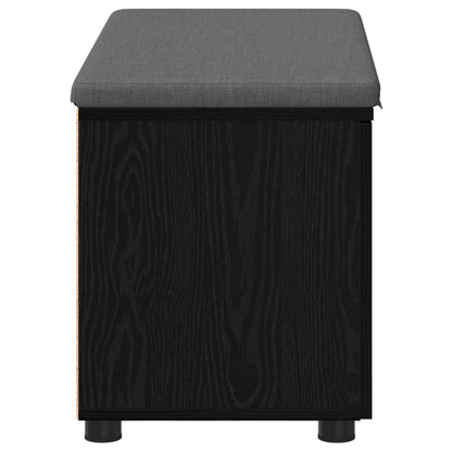 Halbank met kussen met opslag Zwart Eiken 80 x 38 x 46 cm