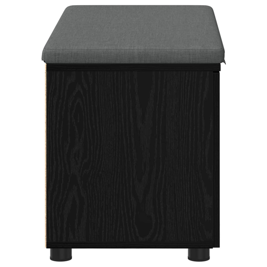 Halbank met kussen met opslag Zwart Eiken 80 x 38 x 46 cm